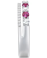 Lab-Grown Emerald (1/3 ct. t.w.) & White Sapphire (5/8 Stack Band Sterling Silver (Also Ruby Sapphire)