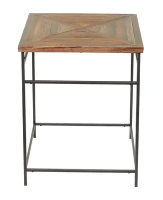 Rosemary Lane Metal Rustic Accent Table with Wood Top
