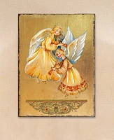 Designocracy Angels Watching Over You Gold-Tone Plated Wooden Block, 8" x 6"