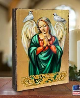 Designocracy Icon Praying Angel Wall Art on Wood 8"