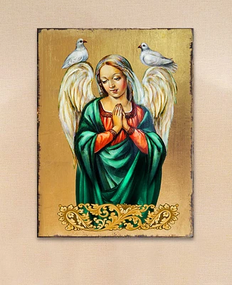 Designocracy Icon Praying Angel Wall Art on Wood 16"