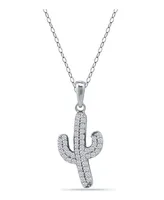 Giani Bernini Cubic Zirconia Pave Cactus Pendant Necklace in Sterling Silver