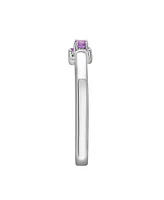 Macy's Amethyst (1/20 ct.t.w) and Rose De France (1/20 ct.t.w) Open Ring in Sterling Silver