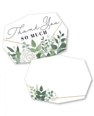 Boho Botanical - Shaped Greenery Party Thank You Note Cards with Envelopes 12 Ct