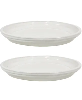 Sunnydaze Decor Glazed Ceramic Planter Saucers - 9" - Pearl - Set of 2