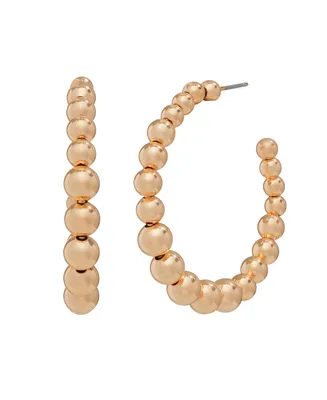 Steve Madden Ball Chain Hoop Earrings - Gold