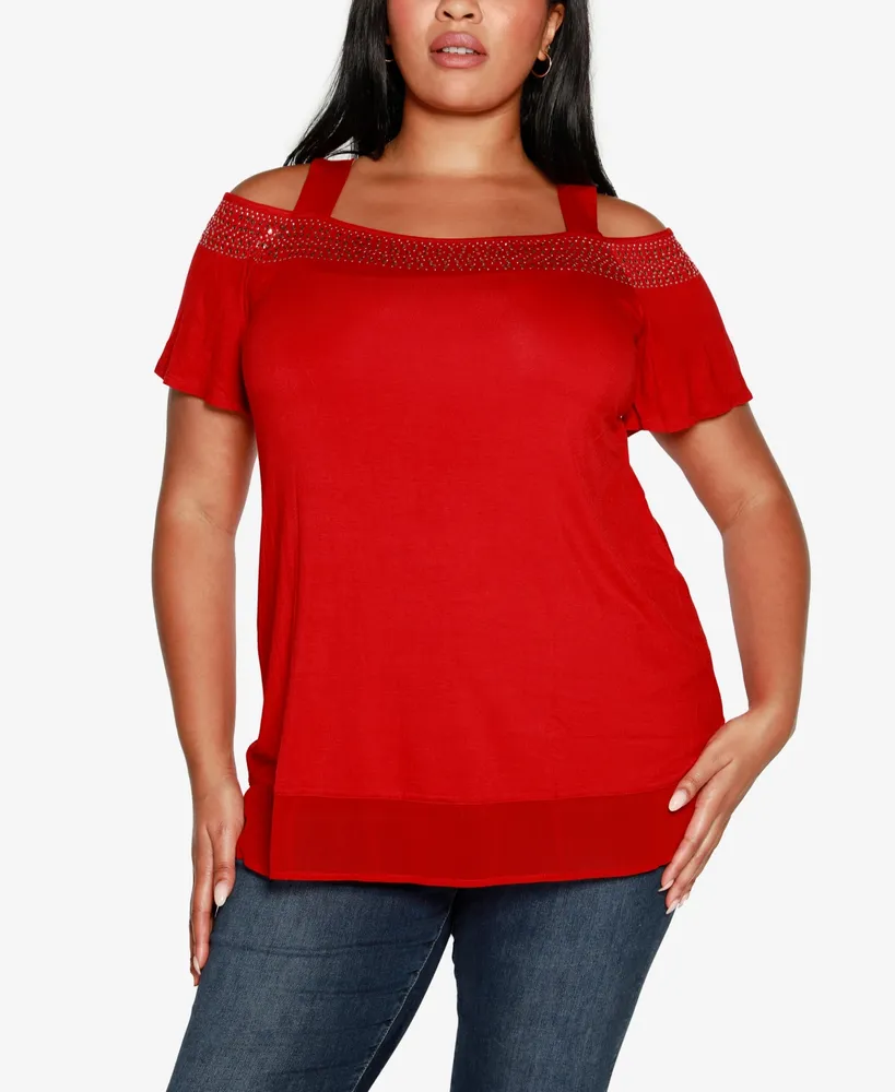 Belldini Plus Cold-Shoulder Top