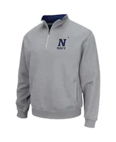 Men's Colosseum Heathered Gray Navy Midshipmen Tortugas Team Logo Quarter-Zip Jacket