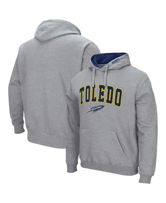 Men's Colosseum Heathered Gray Toledo Rockets Arch and Logo Pullover Hoodie