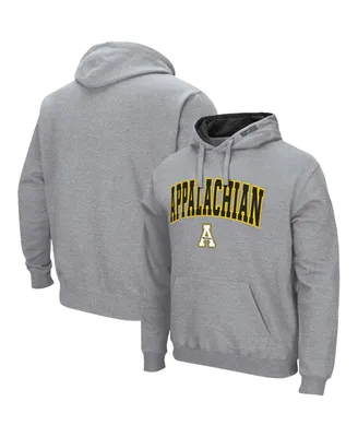 Men's Colosseum Heathered Gray Appalachian State Mountaineers Arch and Logo Pullover Hoodie