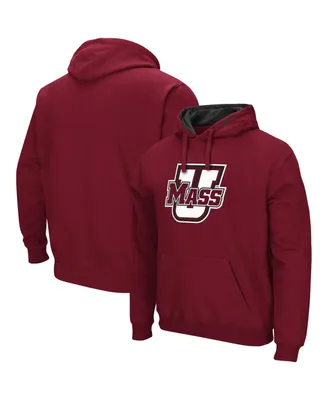 Men's Colosseum Maroon UMass Minutemen Arch and Logo Pullover Hoodie