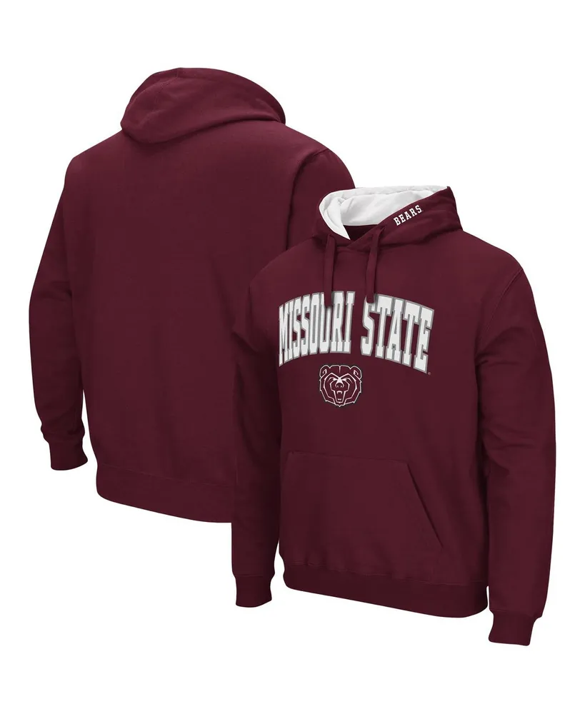 Men's Colosseum Maroon Missouri State University Bears Arch and Logo Pullover Hoodie