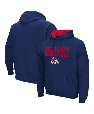 Men's Colosseum Navy Fresno State Bulldogs Arch and Logo Pullover Hoodie