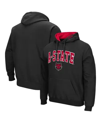 Men's Colosseum Black Arkansas State Red Wolves Arch and Logo Pullover Hoodie