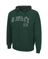 Men's Colosseum Green Hawaii Warriors Arch and Logo 3.0 Full-Zip Hoodie