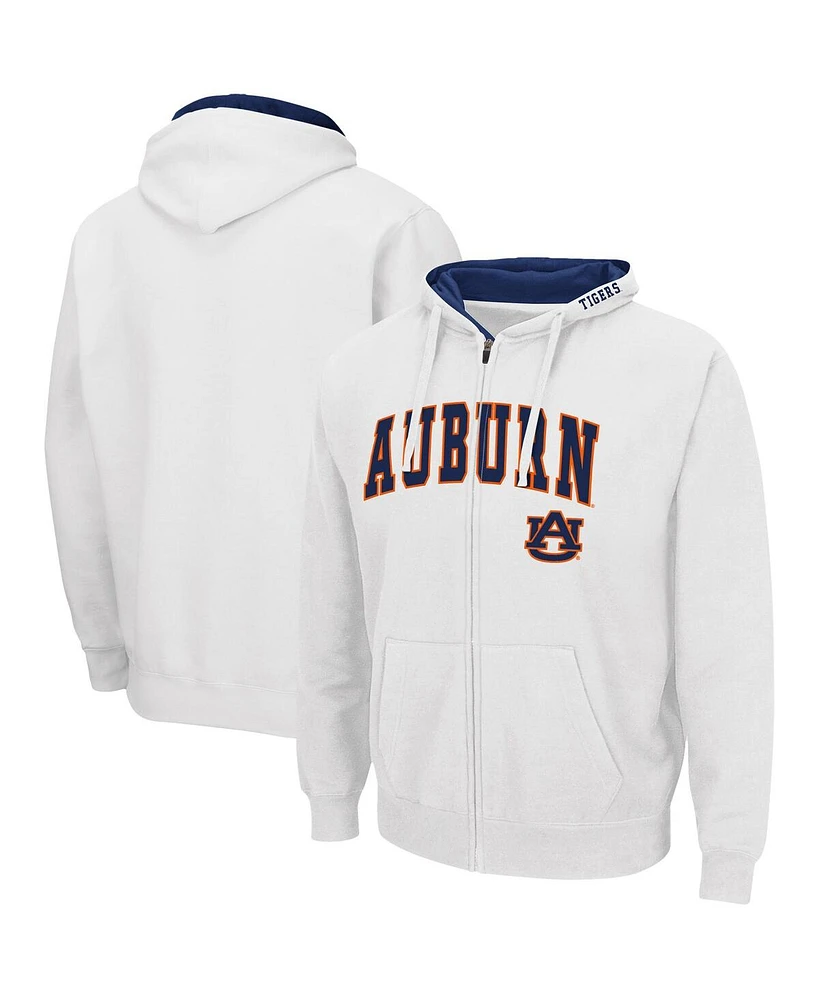 Men's Colosseum White Auburn Tigers Arch and Logo 3.0 Full-Zip Hoodie