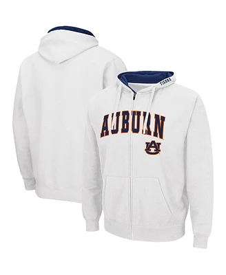 Men's Colosseum White Auburn Tigers Arch and Logo 3.0 Full-Zip Hoodie