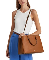 Lauren Ralph Crosshatch Leather Large Hanna Satchel