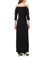 Msk Women's Jersey Cutout-Sleeve Square-Neck Gown