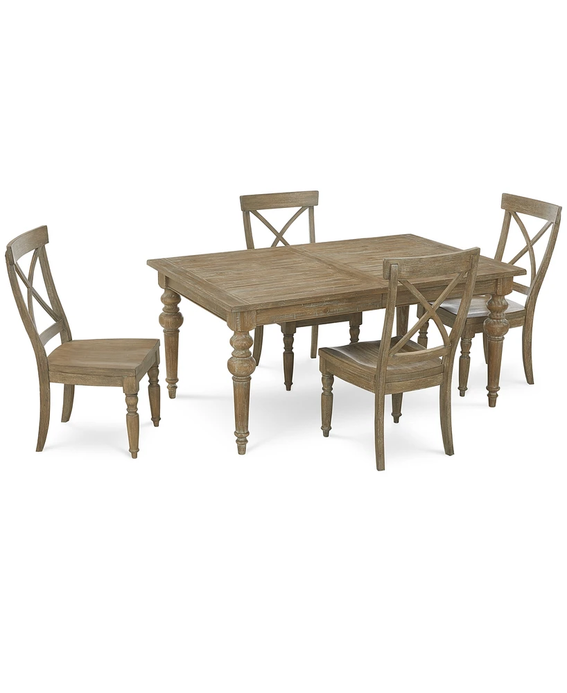 Closeout! Sonora 5-pc. Dining Set (Rectangular Table + 4 X-Back Side Chairs)