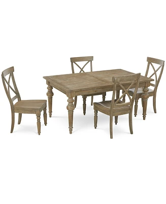Closeout! Sonora 5-pc. Dining Set (Rectangular Table + 4 X-Back Side Chairs)