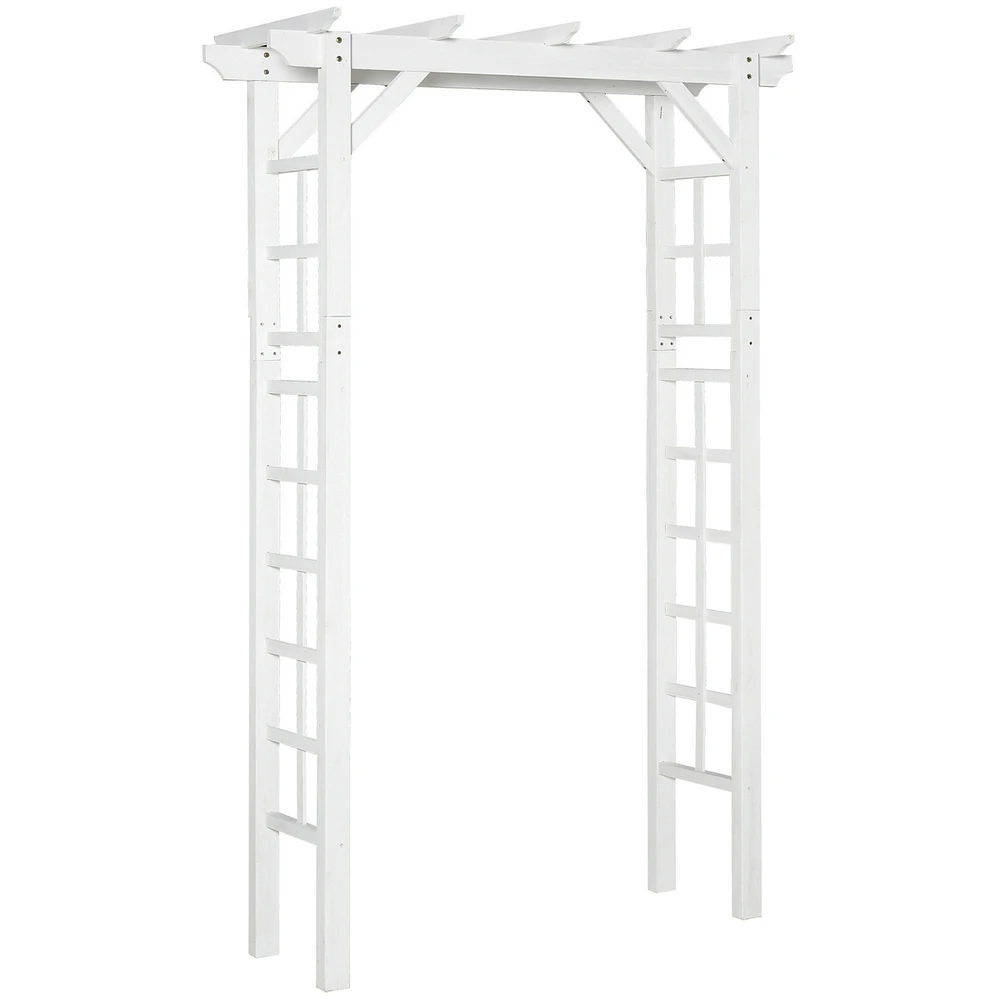 Outsunny 7' Wood Steel Outdoor Garden Arched Trellis Arbor w/ Fir Wood,