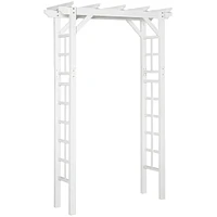 Outsunny 7' Wood Steel Outdoor Garden Arched Trellis Arbor w/ Fir Wood,