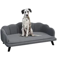 PawHut Velvet Large Dog Couch with Foam Cushioning Soft Pearl Design