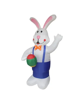 Inflatable Lighted Standing Easter Bunny With Eggs Outdoor Decoration, 7"