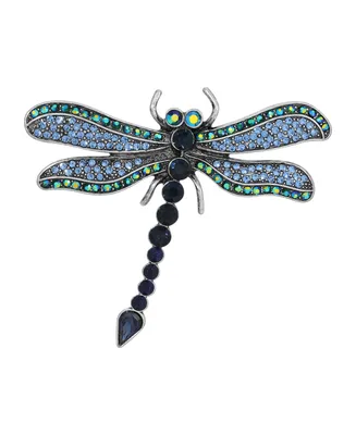 2028 Silver-Tone Ab Glass Stone Dragonfly Pin