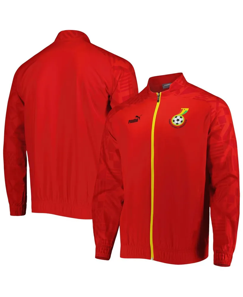 Men's Puma Red Ghana National Team Pre-Match Raglan Full-Zip Training Jacket