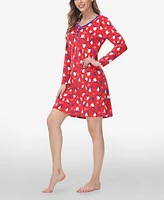 Ink+Ivy Women's Long Sleeve Henley Sleepshirt