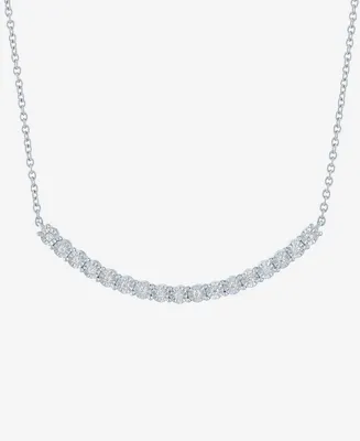 Diamond Curved Bar 18" Collar Necklace (1/10 ct. t.w.) in Sterling Silver
