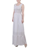 Ny Collection Petite Sleeveless Textured Tiered Maxi Dress