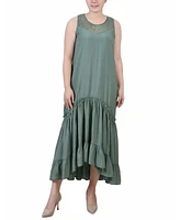 Ny Collection Petite Sleeveless Tiered Hi Low Maxi Dress