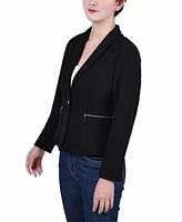 Ny Collection Petite Cropped Long Sleeve Crepe Jacket