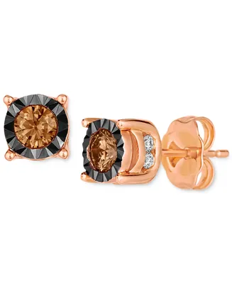 Le Vian Chocolate Diamond & Nude Stud Earrings (1/2 ct. t.w) 14k Rose Gold (Also Available White or Yellow Gold)