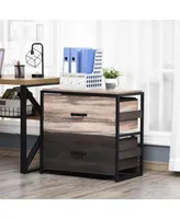 Vinsetto Office Organizer with Double Drawers and Adjustable Metal Hanging Bars