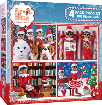 Masterpieces Elf on the Shelf 4-Pack 100 Piece Jigsaw Puzzles - V1