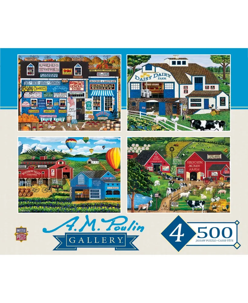 Masterpieces A.m. Poulin Gallery - 500 Piece Jigsaw Puzzles 4 Pack