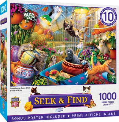 Masterpieces Seek & Find Greenhouse Gone Wild 1000 Piece Jigsaw Puzzle