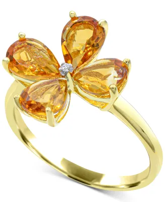 Citrine (2-1/4 ct. t.w.) & Diamond Accent Flower Ring in 14k Gold-Plated Sterling Silver