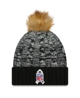 Women's New Era Black, Gray Las Vegas Raiders 2022 Salute To Service Pom Knit Hat