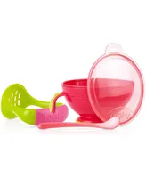 Nuby Baby Garden Fresh Mash N' Feed Bowl with Spoon and Food Masher (Pink/Green) - Assorted Pre