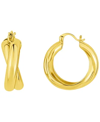 And Now This Criss Cross High Polished Hoop Earring in 18K Gold Plated Brass