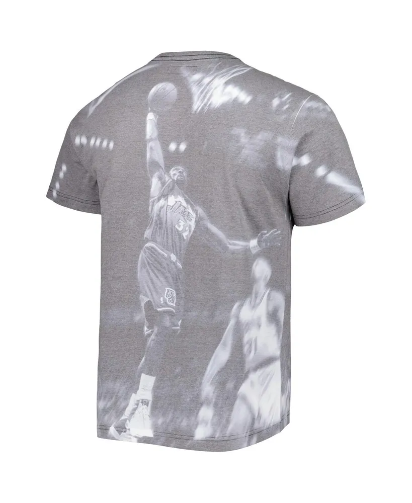 Men's Mitchell & Ness Karl Malone Gray Utah Jazz Above The Rim Sublimated T-shirt