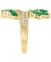 Effy Emerald (1-1/2 ct. t.w.) & Diamond (1/3 ct. t.w.) Vine Ring in 14k Gold