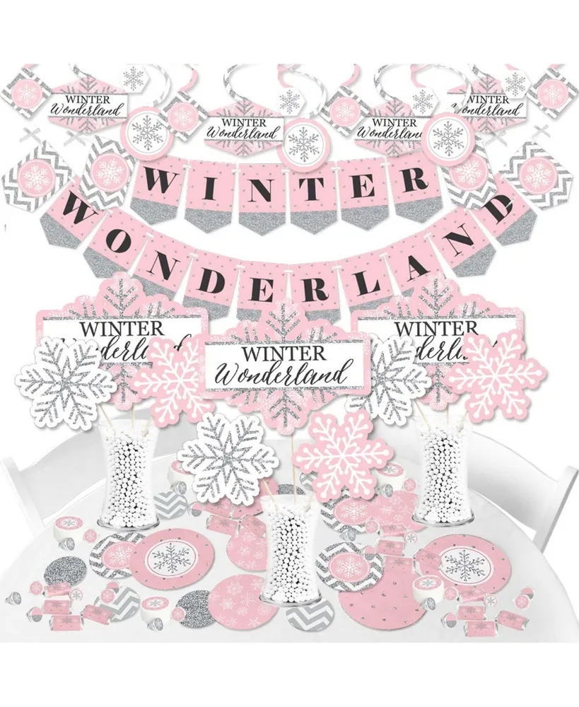Big Dot of Happiness Winter Wonderland Table Decor Snowflake Fold