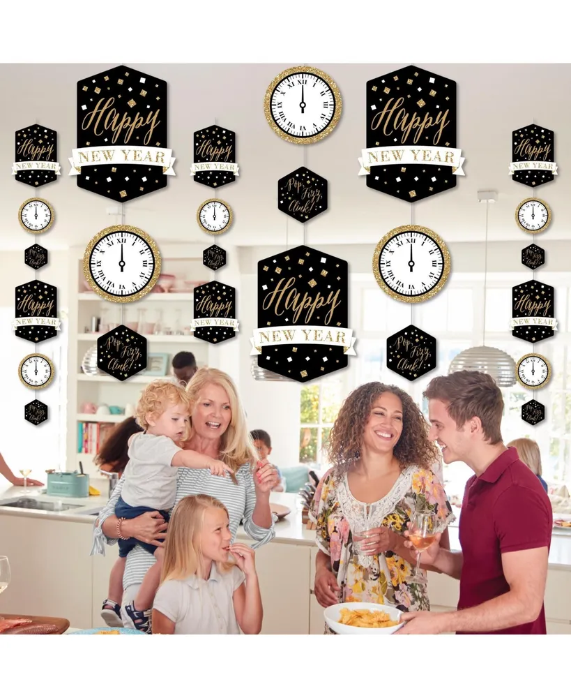 New Year's Eve - Gold - New Years Eve Party Hanging Vertical Decor - 30 Pieces
