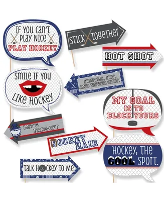 Big Dot of Happiness Funny Shoots and Scores - Hockey - Party Photo Booth Props Kit - 10 Piece